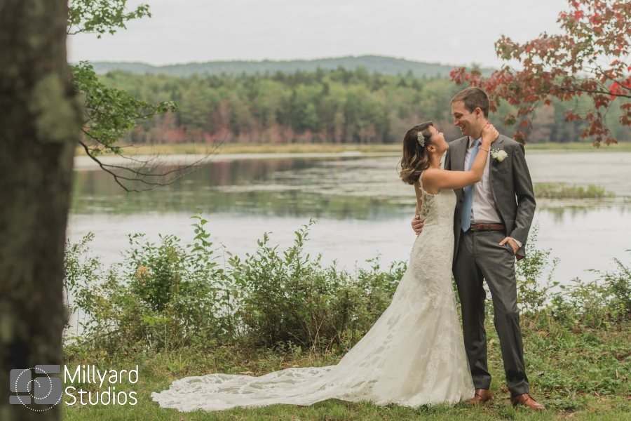 Just married by the marsh