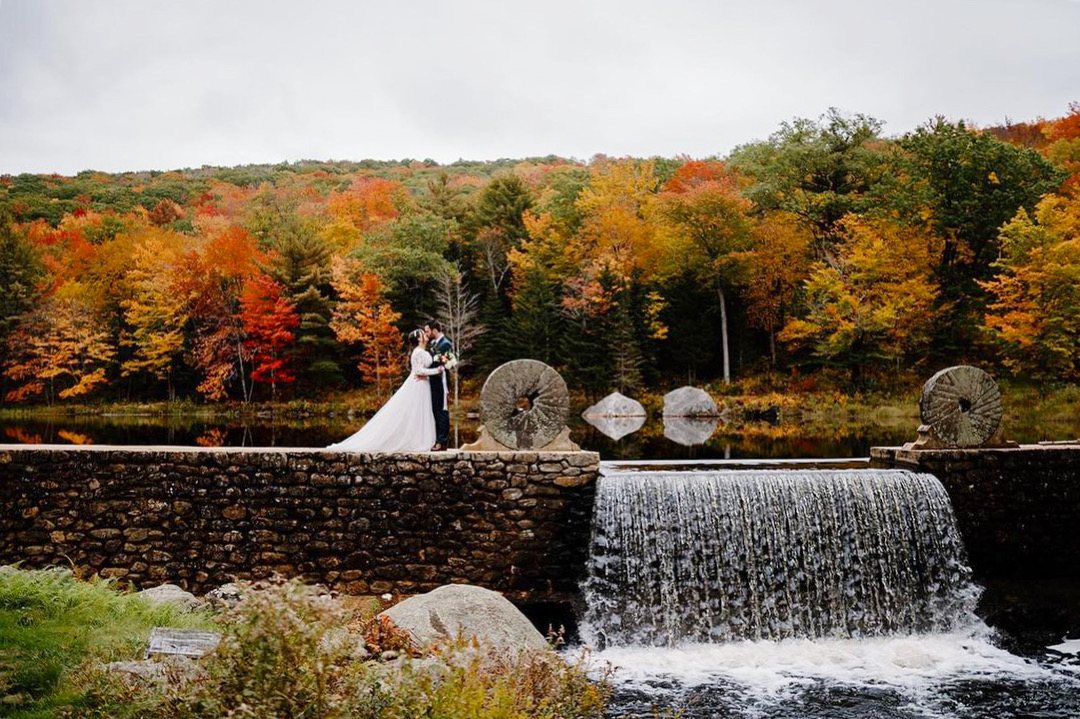 The two of them on the dam above the falls in October